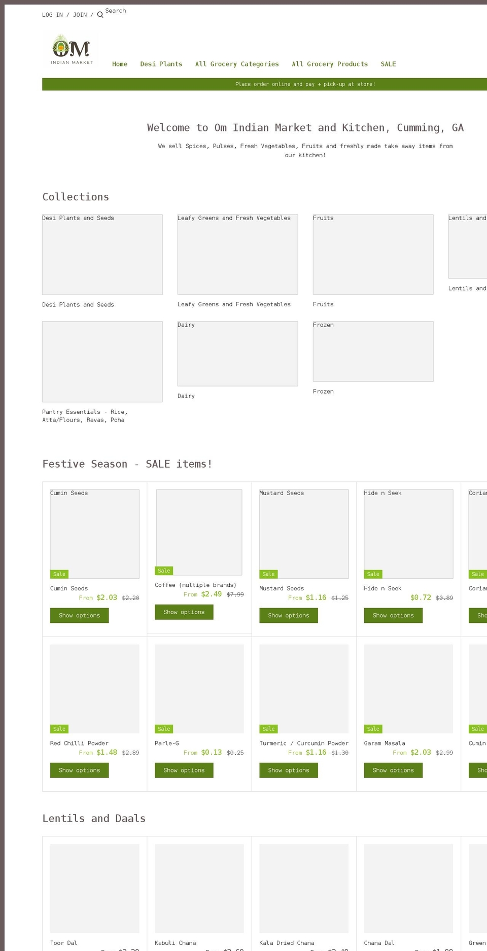 omindianmarket.com shopify website screenshot