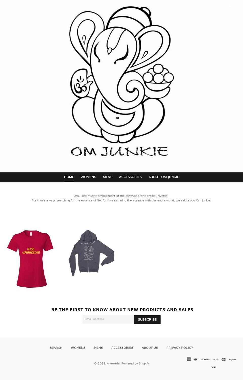 omjunkie.xyz shopify website screenshot