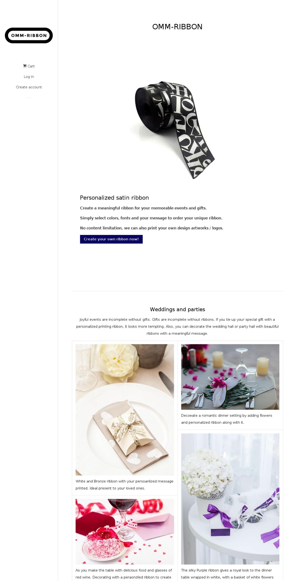omm-ribbon.com shopify website screenshot
