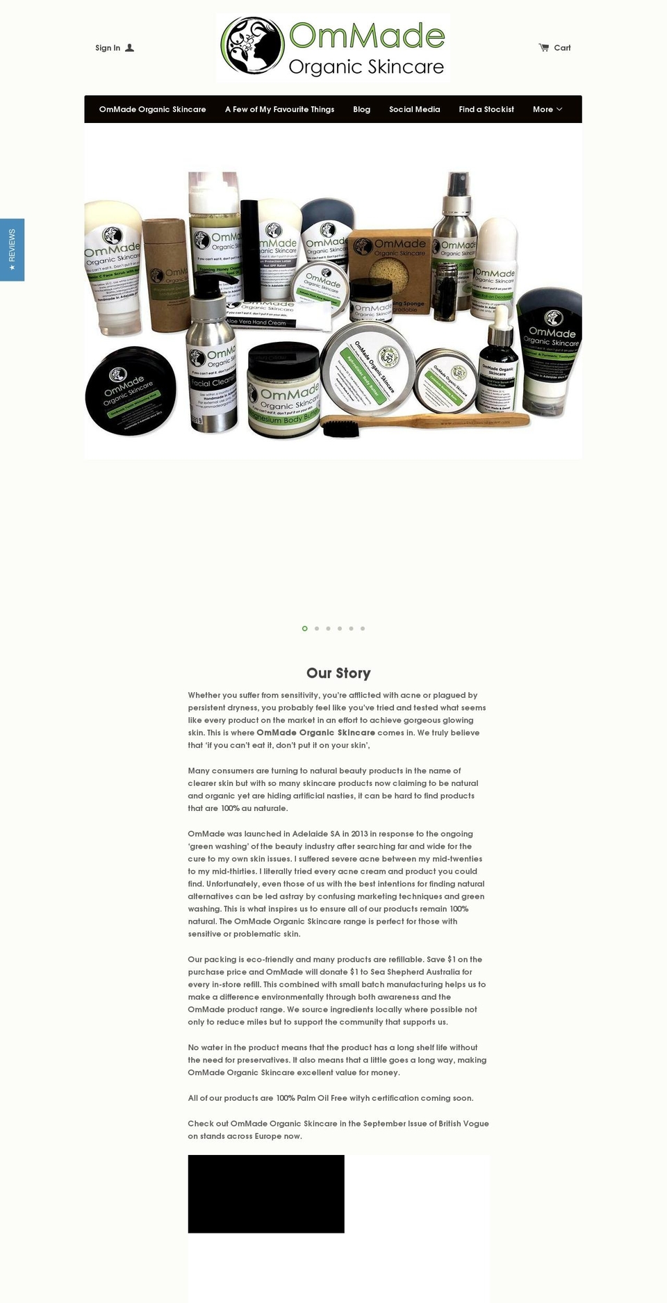 ommadeorganicskincare.com shopify website screenshot