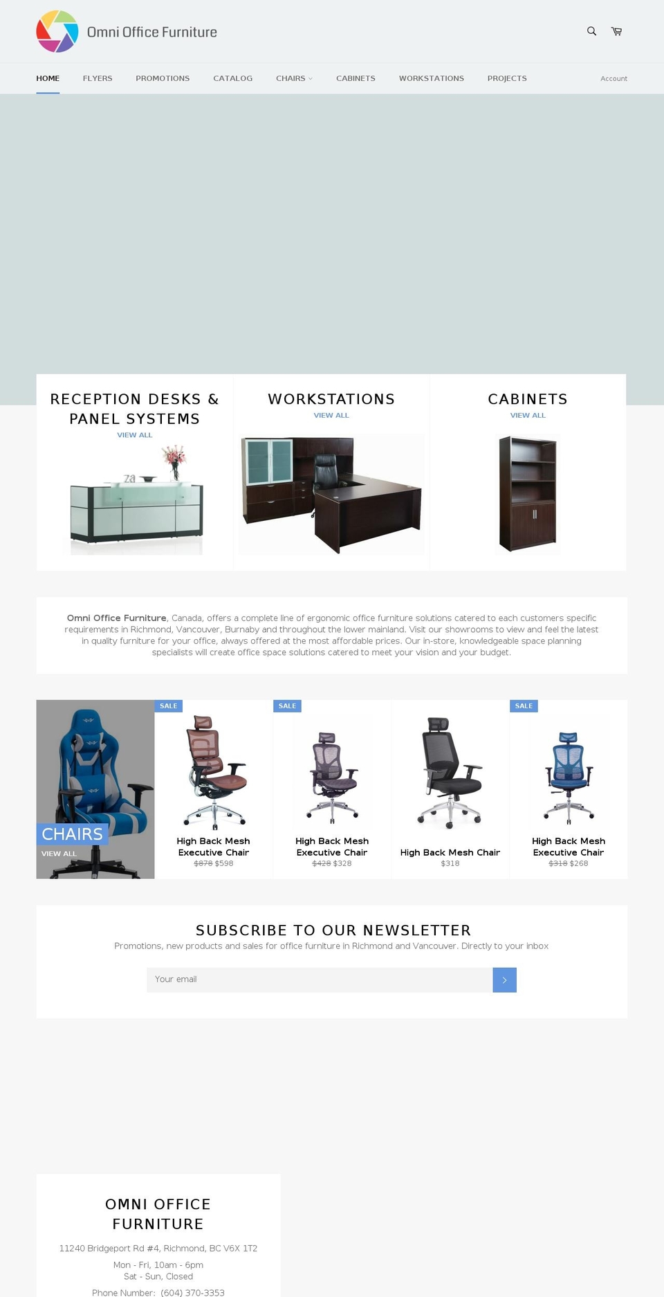 omniofficefurniture.com shopify website screenshot