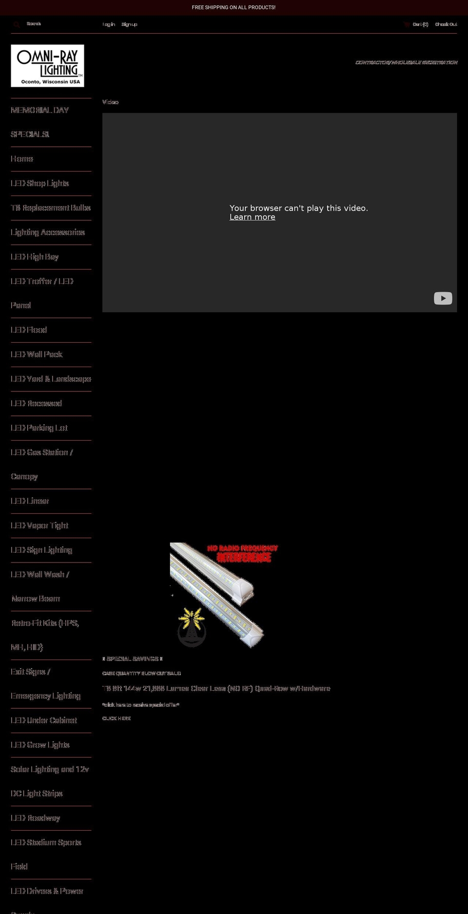 omniraylighting.com shopify website screenshot