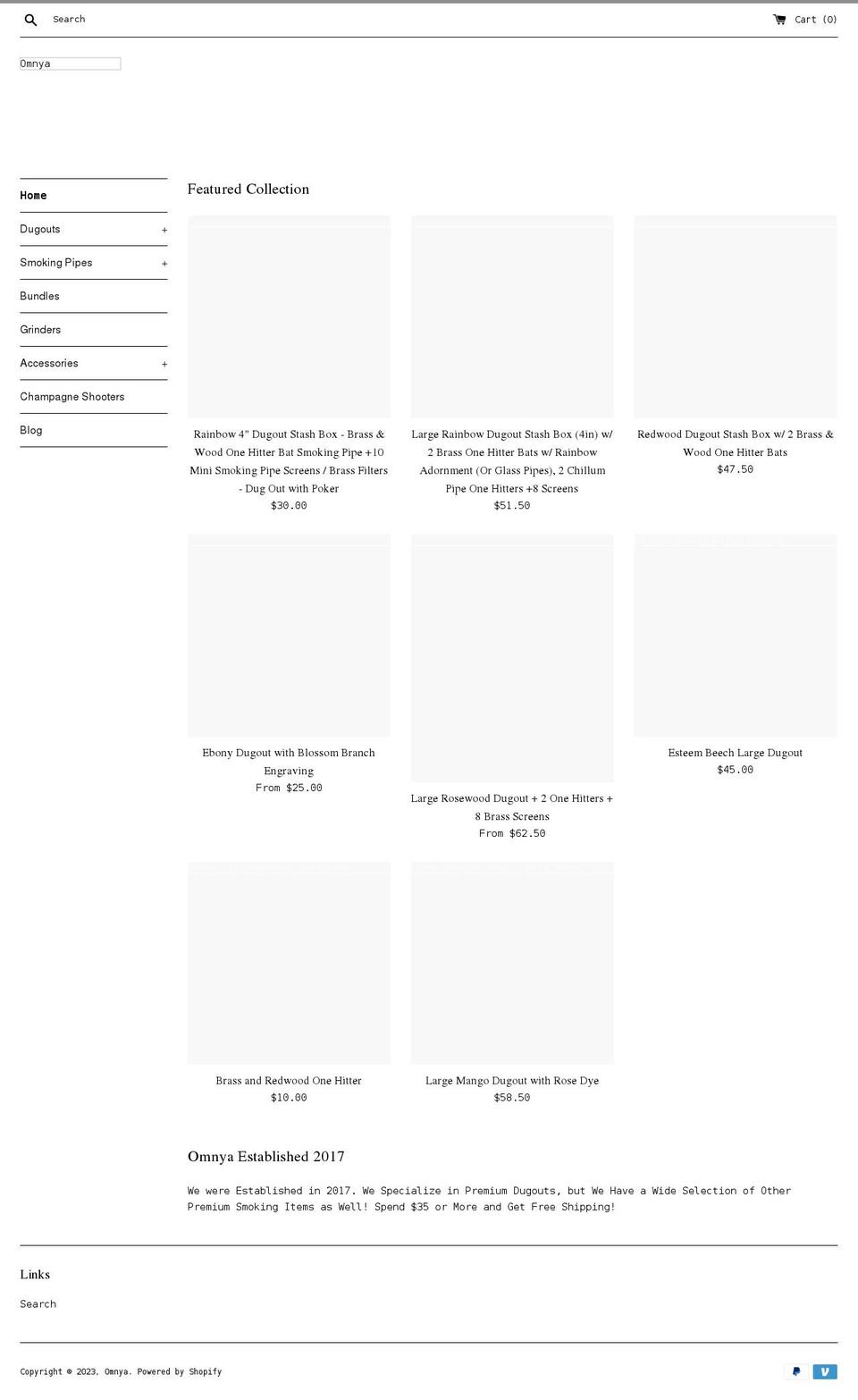 omnyasmokeshop.com shopify website screenshot