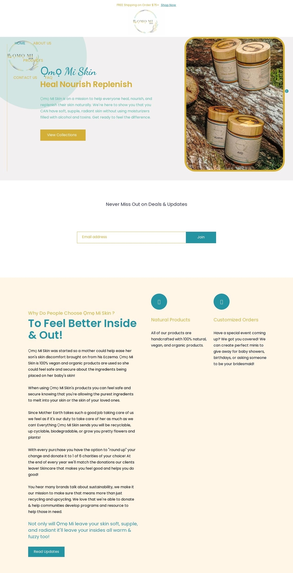 omomiskin.com shopify website screenshot