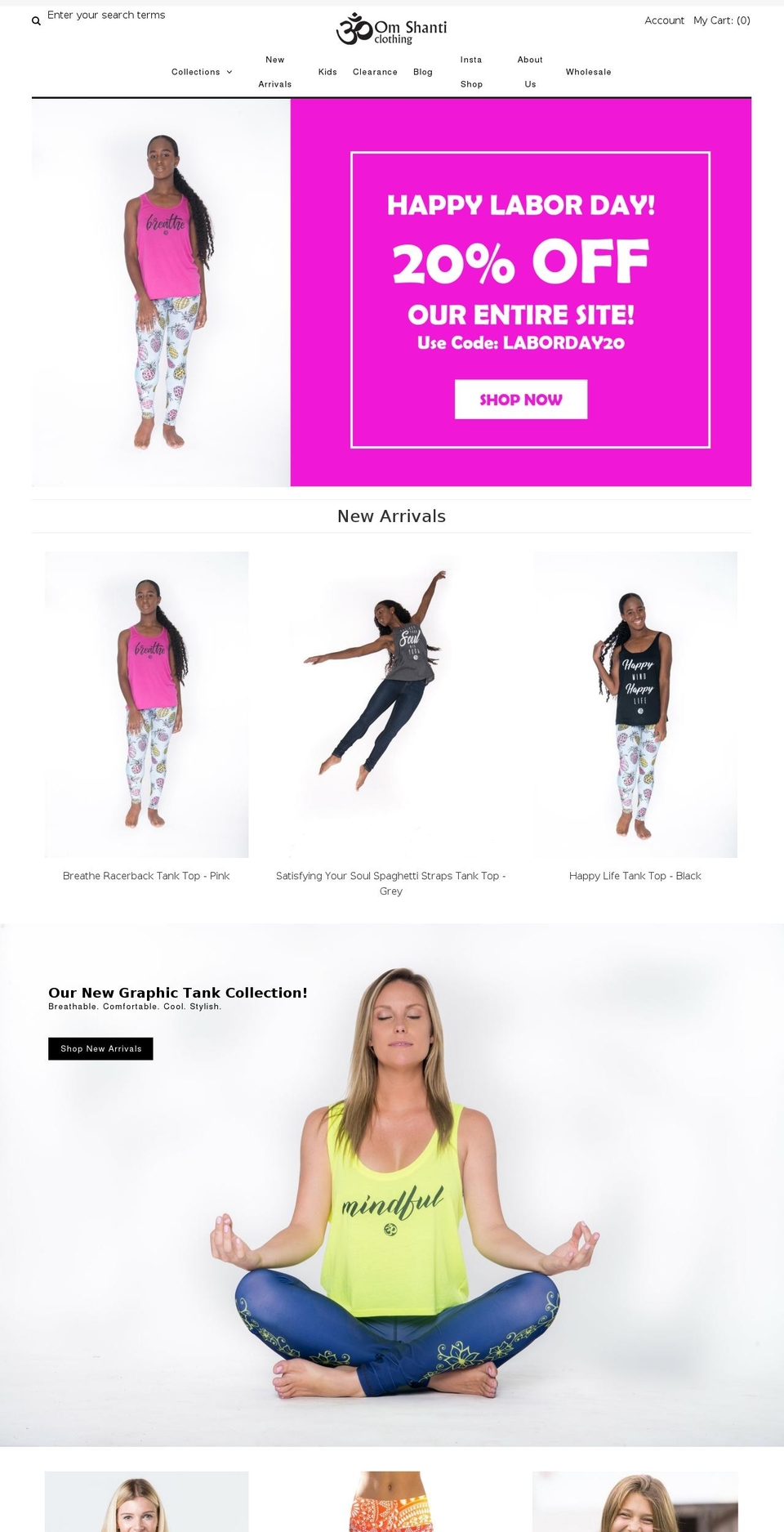 omshantibrands.com — Shopify storefront screenshot