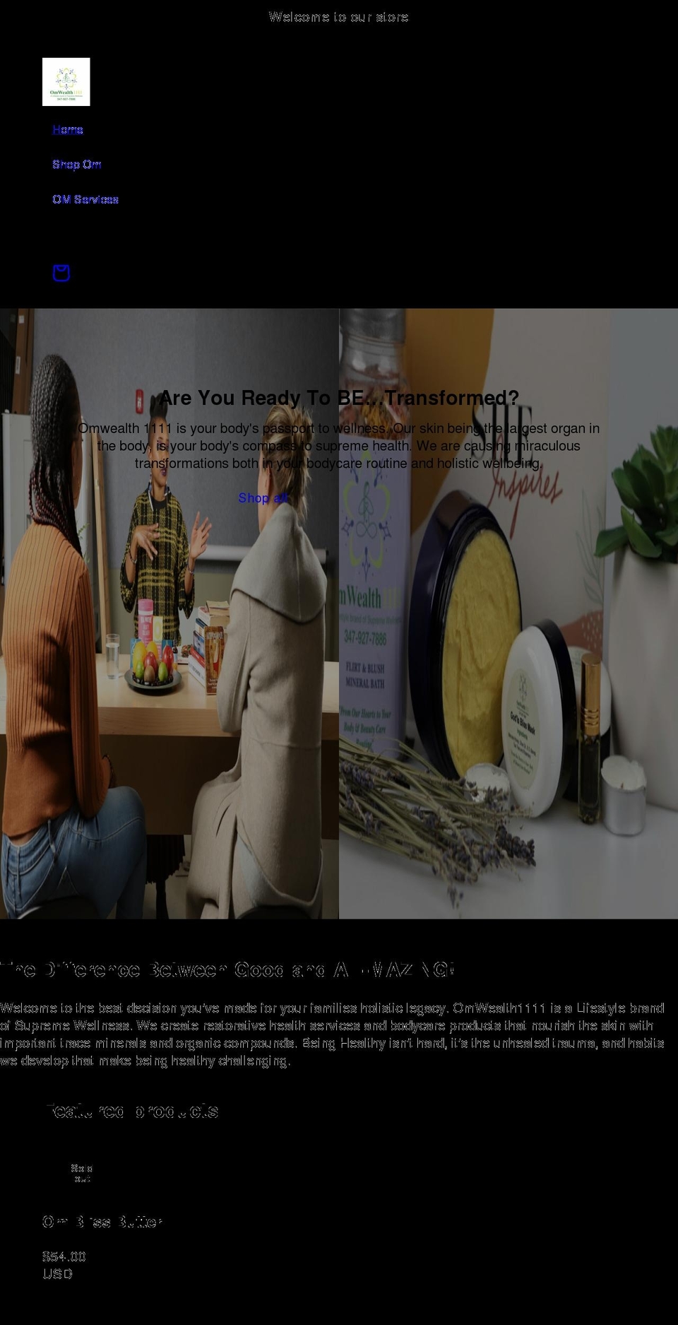 omwealth1111.com shopify website screenshot