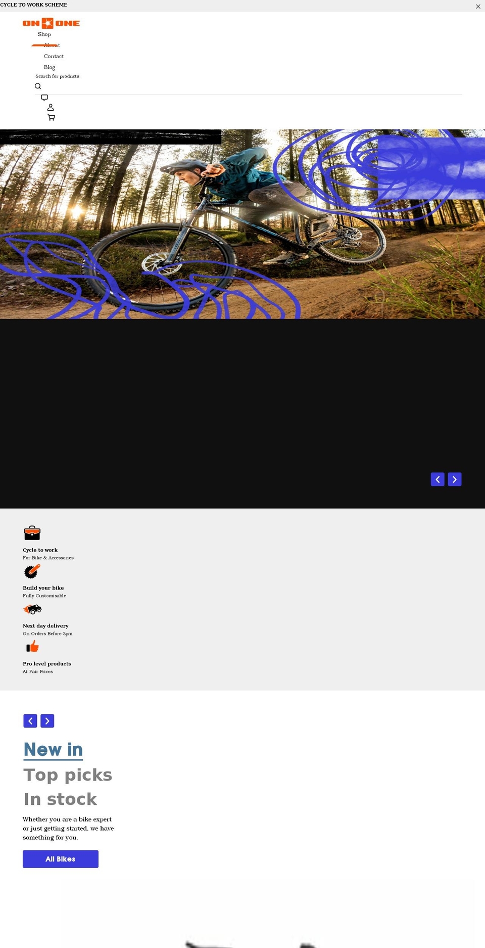 on-one-bikes.co.uk shopify website screenshot