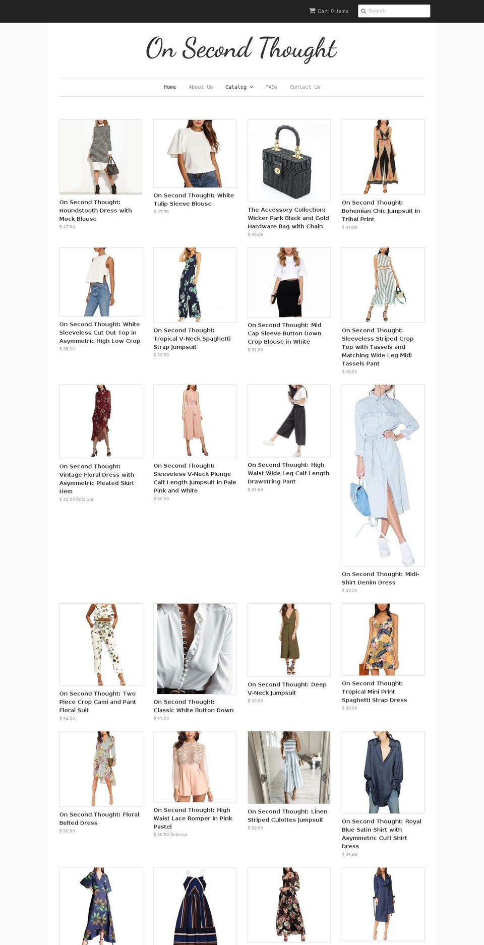 on-second-thought.com — Shopify storefront screenshot