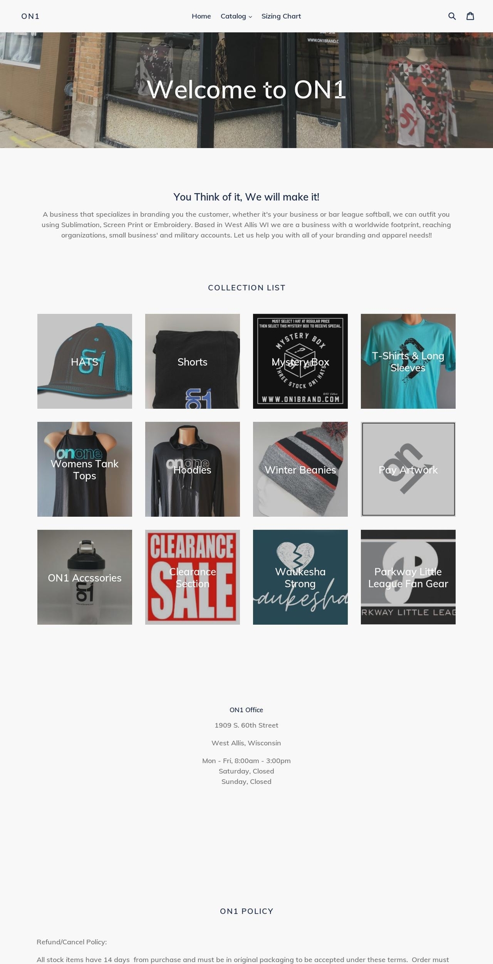 on1brand.com — Shopify storefront screenshot