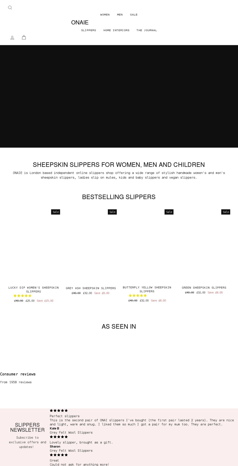 onaie.com shopify website screenshot