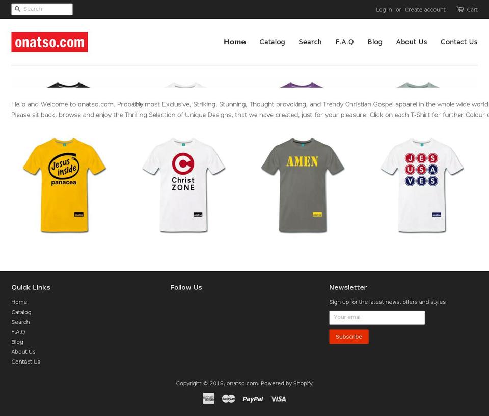 onatso.com shopify website screenshot