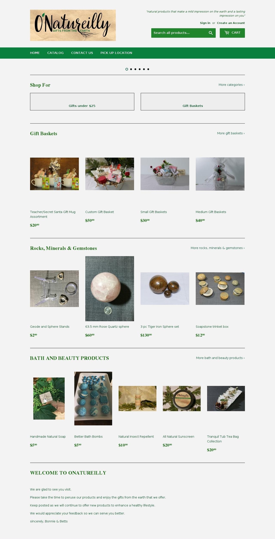 onatureilly.com — Shopify storefront screenshot