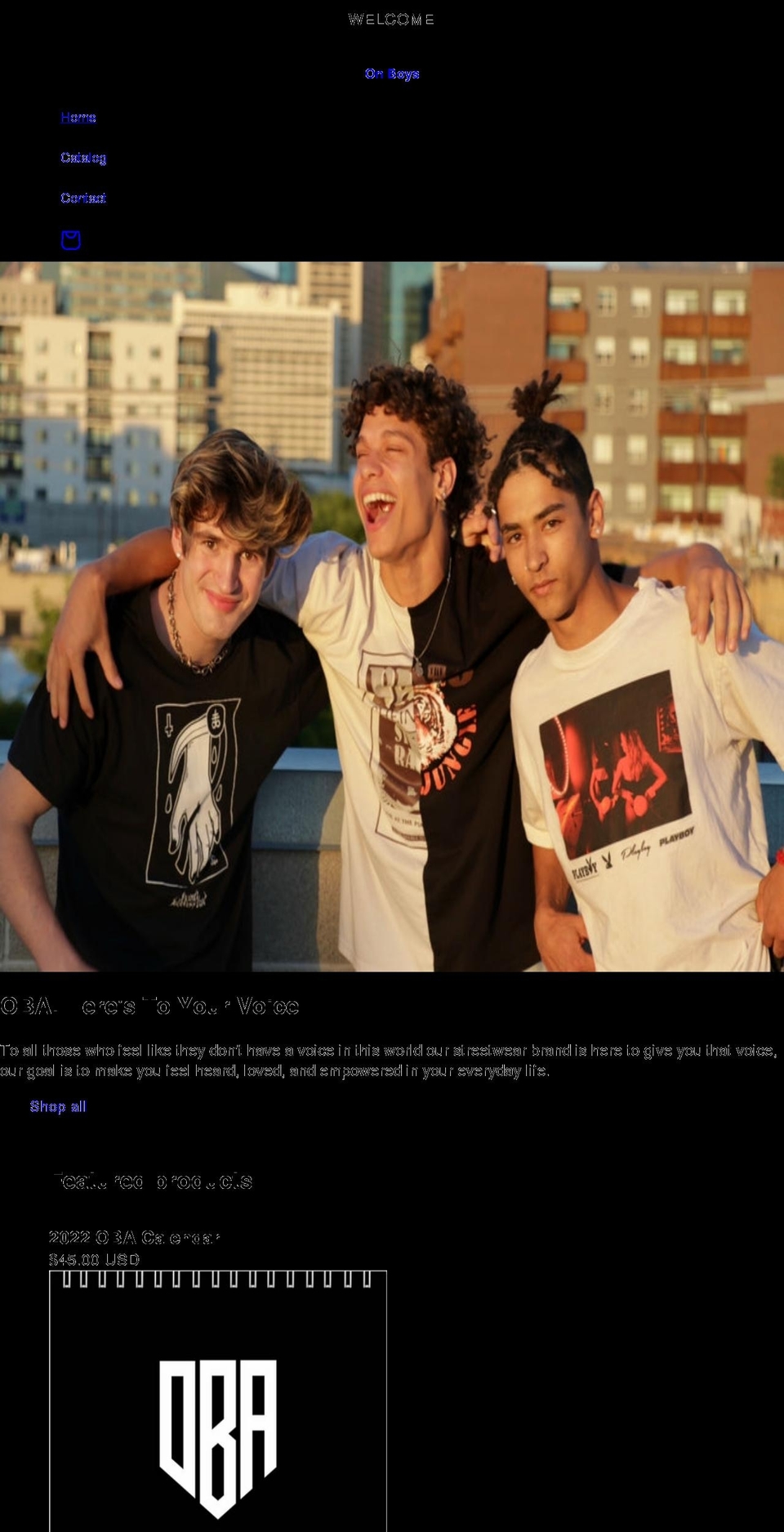 onboys.net shopify website screenshot