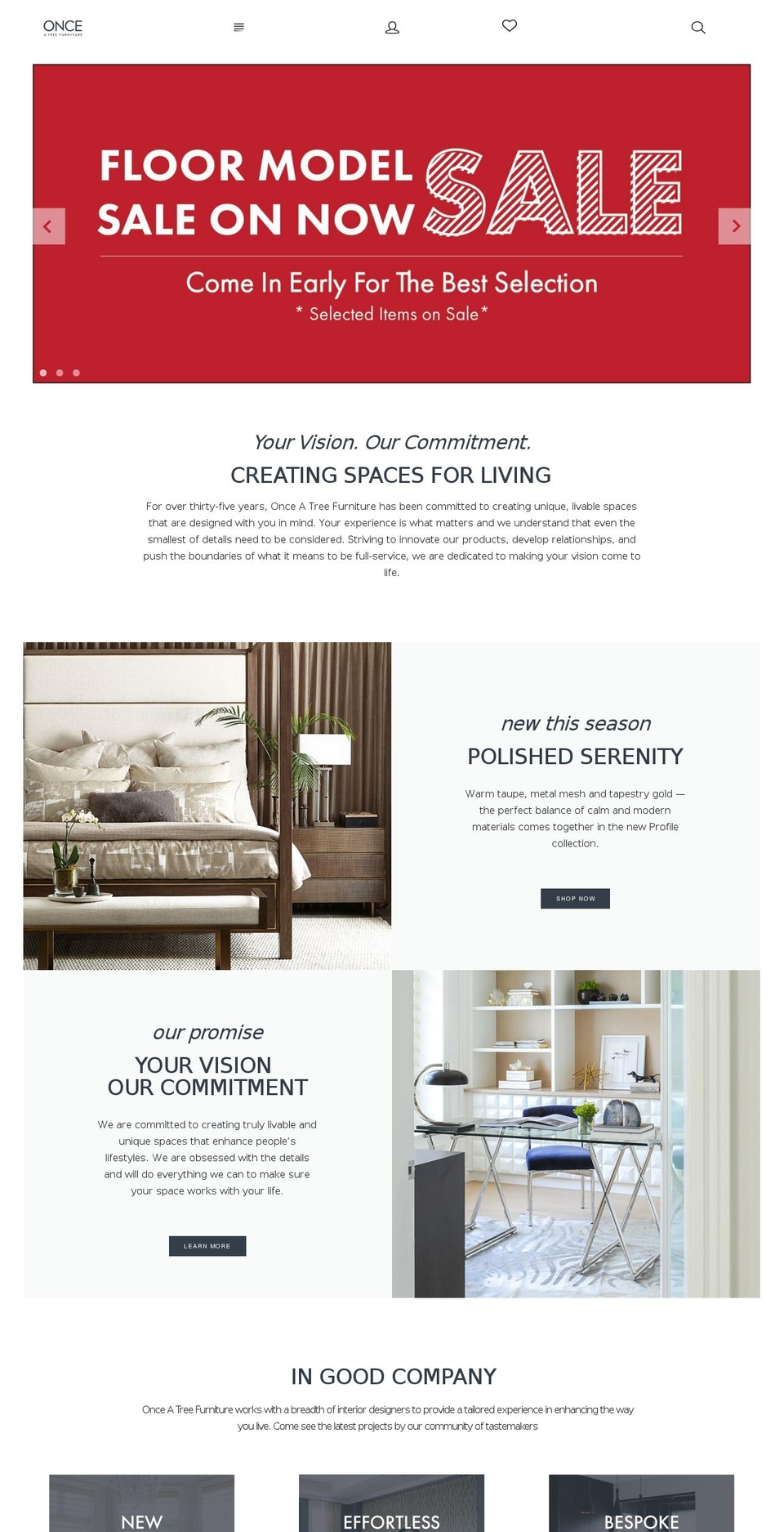 onceatreefurniture.com shopify website screenshot