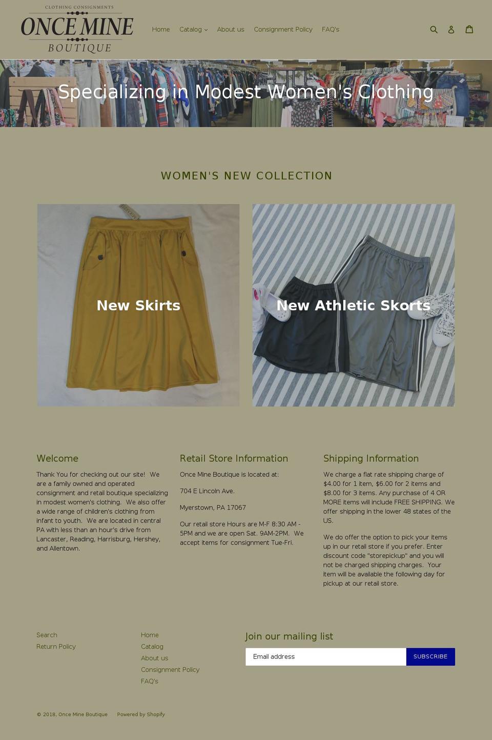 oncemineboutique.com shopify website screenshot