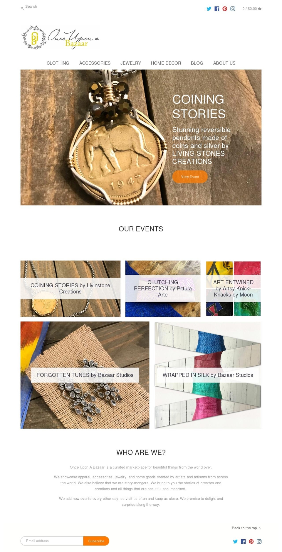 onceuponabazaar.com shopify website screenshot