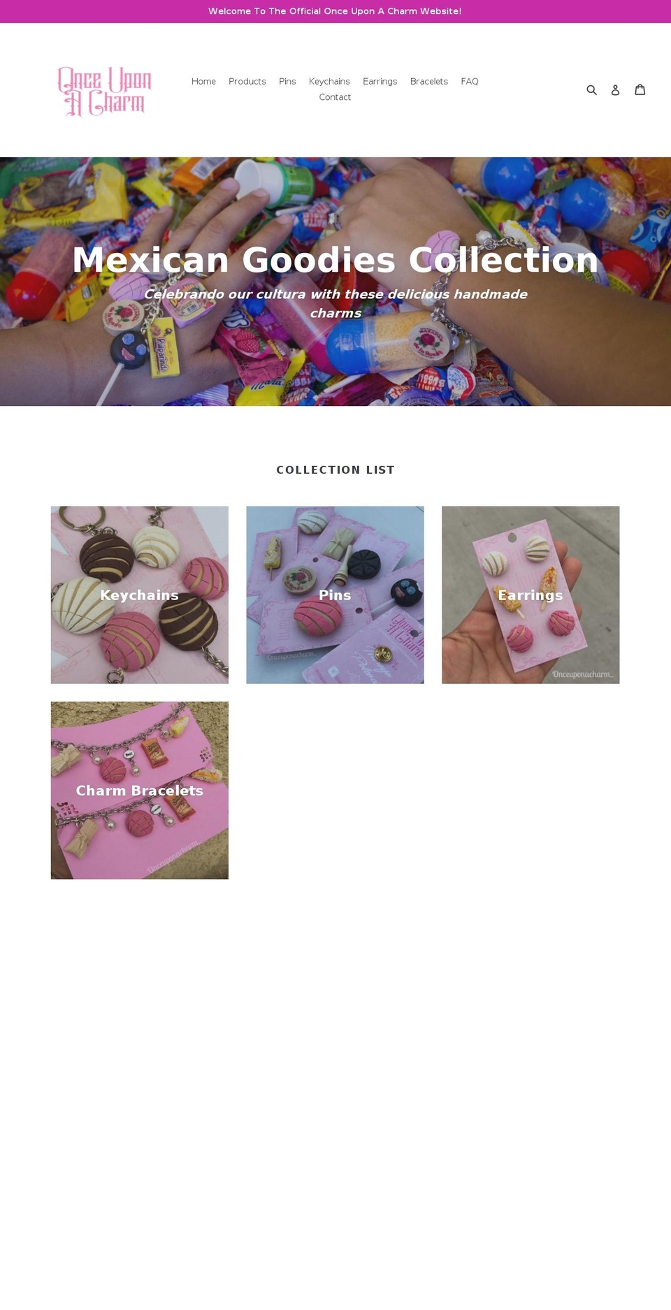 onceuponacharmshop.com — Shopify storefront screenshot