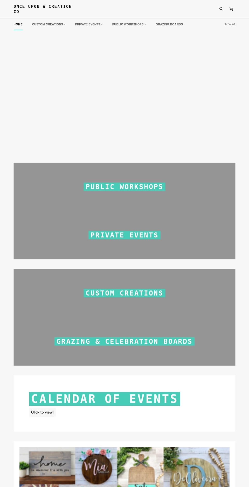 onceuponacreationco.com shopify website screenshot