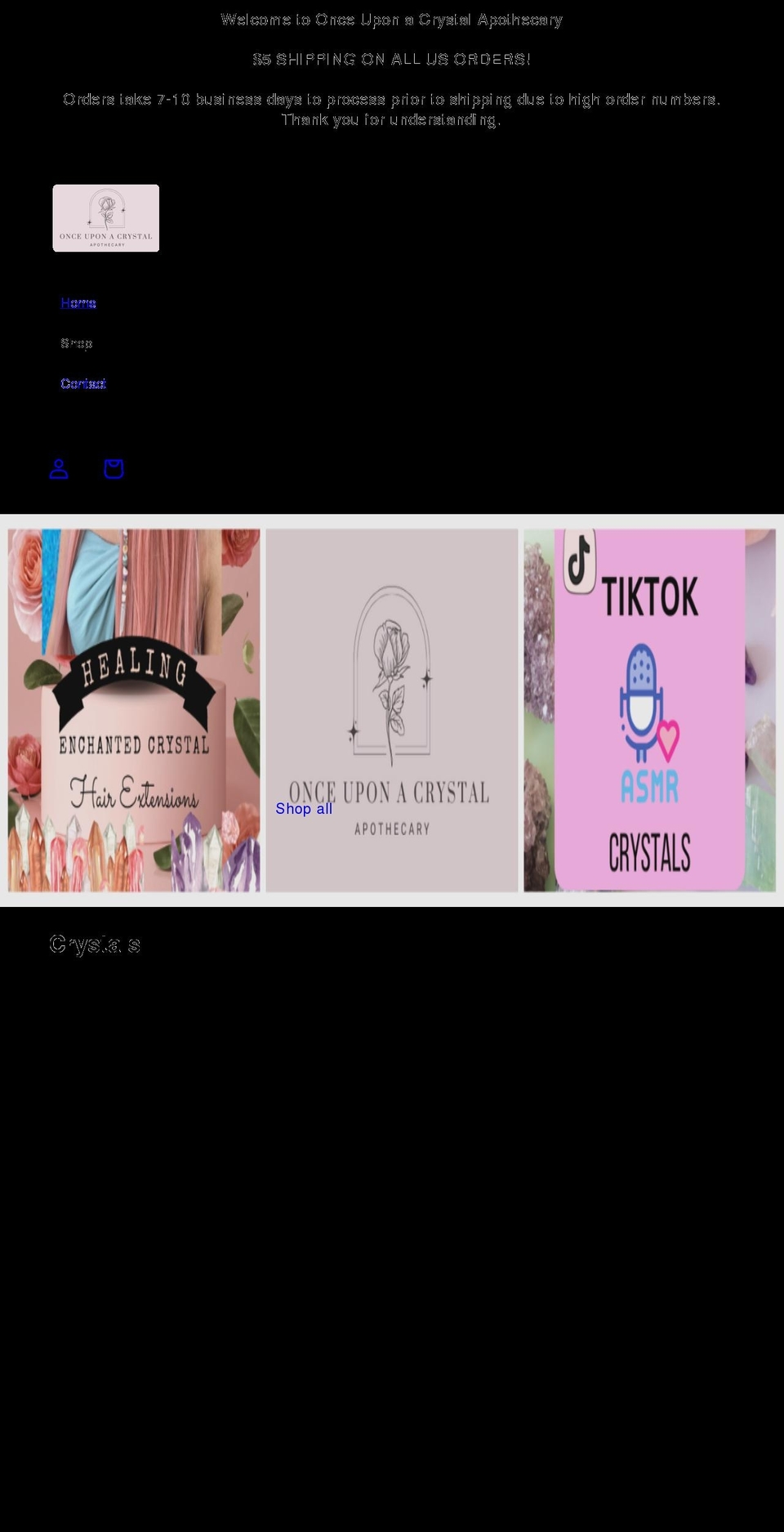 onceuponacrystal.com shopify website screenshot