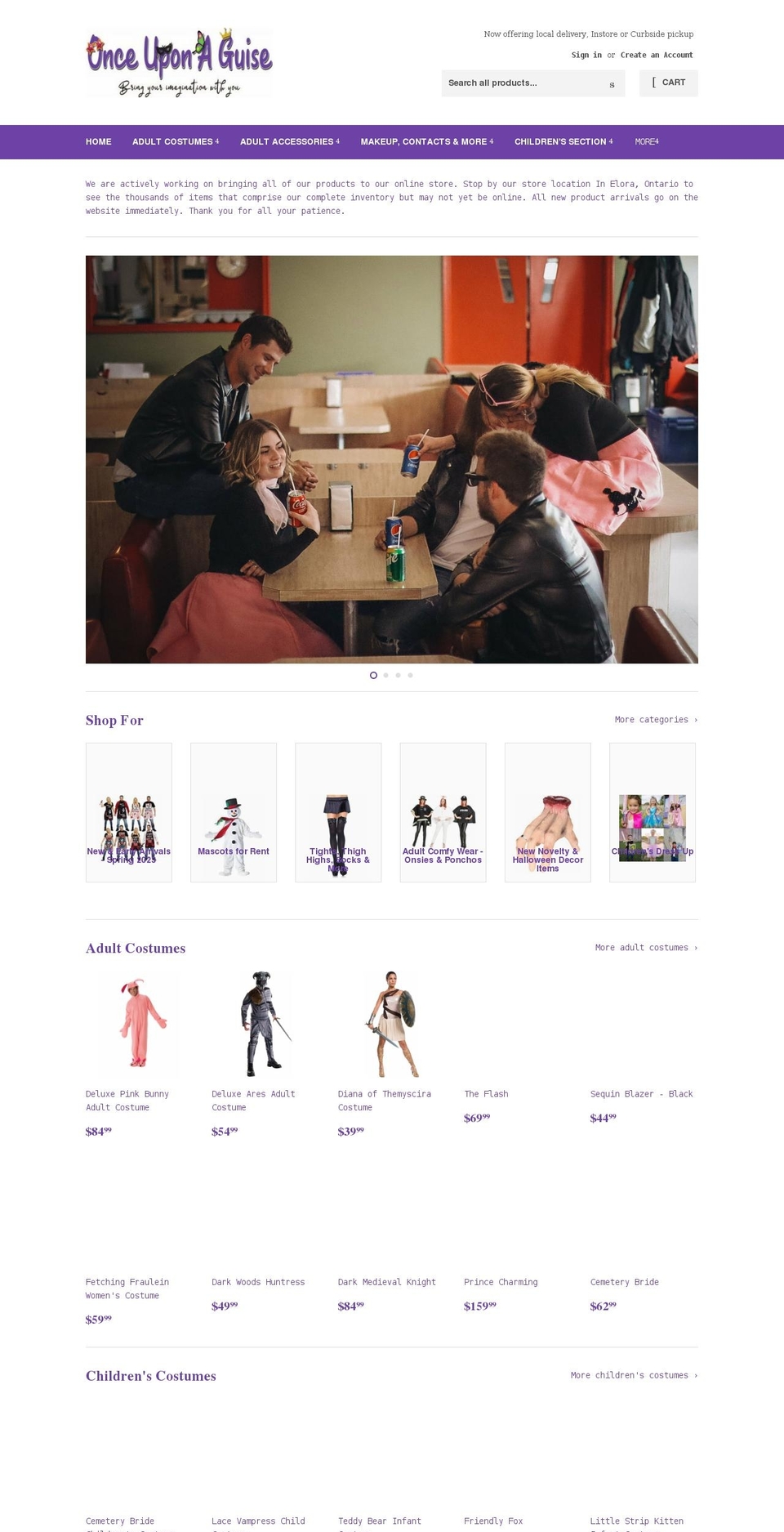 onceuponaguise.com shopify website screenshot