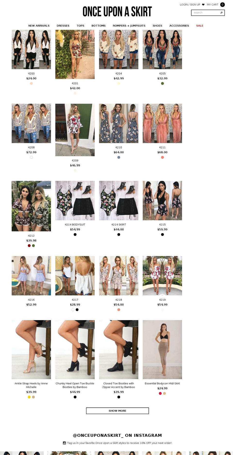 onceuponaskirt.com shopify website screenshot