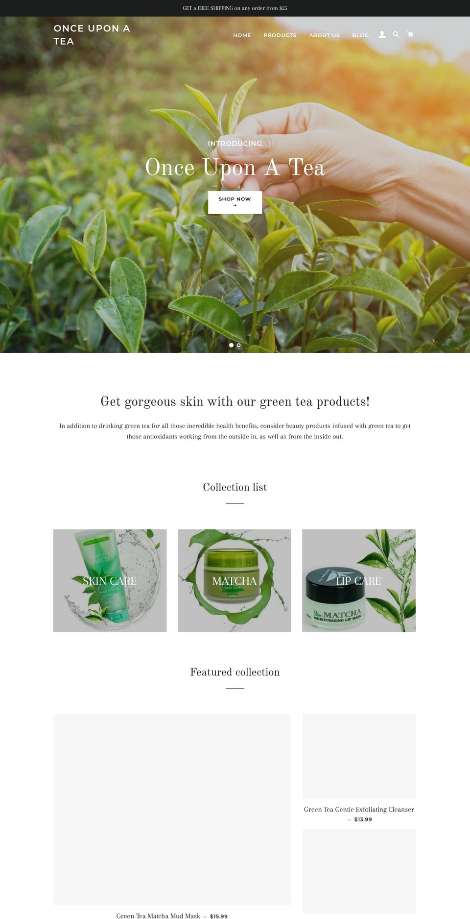 Rabiah Shopify theme site example onceuponateaskincare.com