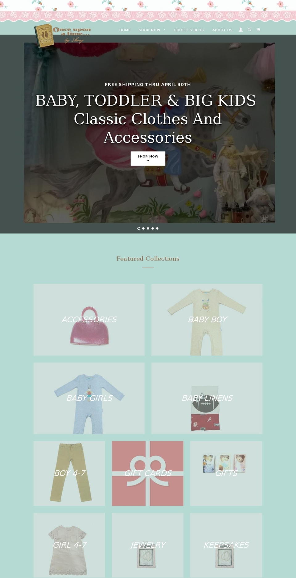 onceuponatimebyamy.com shopify website screenshot