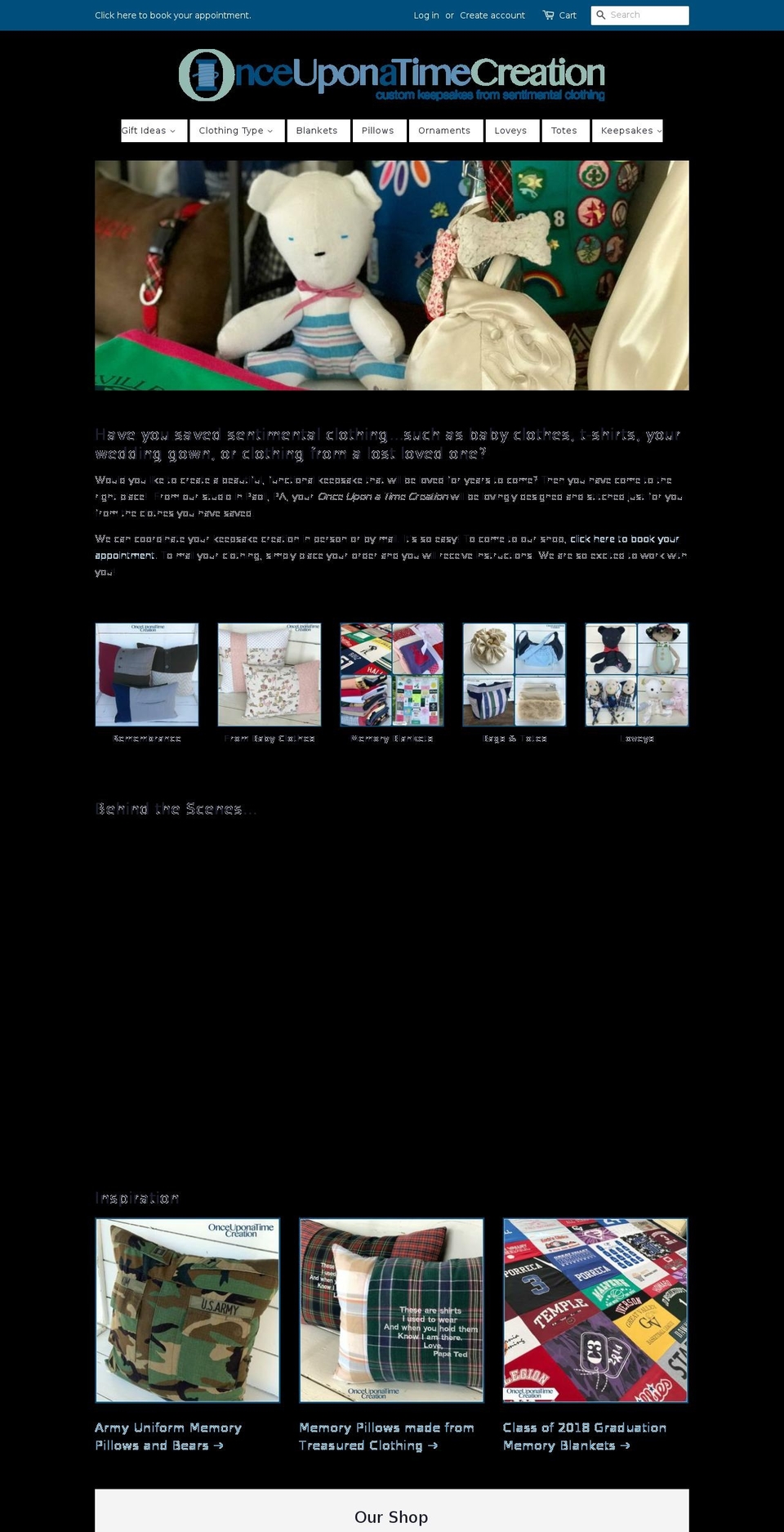 onceuponatimecreation.com shopify website screenshot