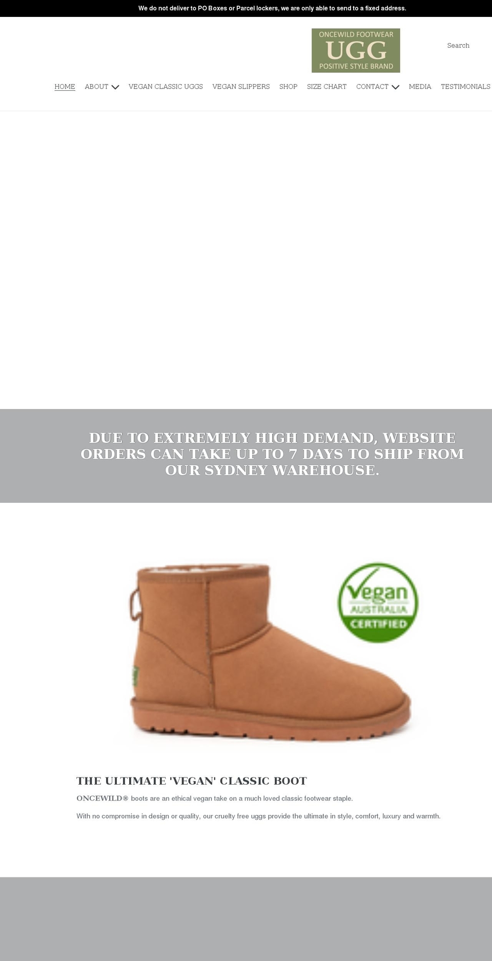 oncewildugg.com.au shopify website screenshot