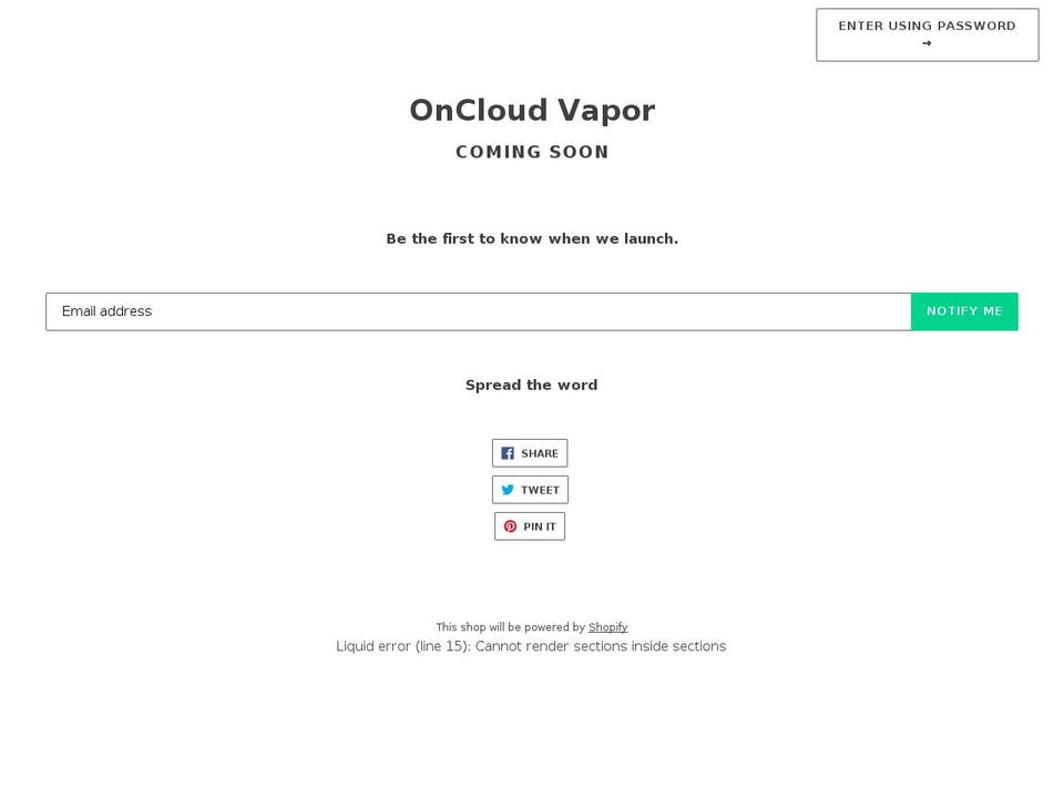 oncloudvapor.com — Shopify storefront screenshot