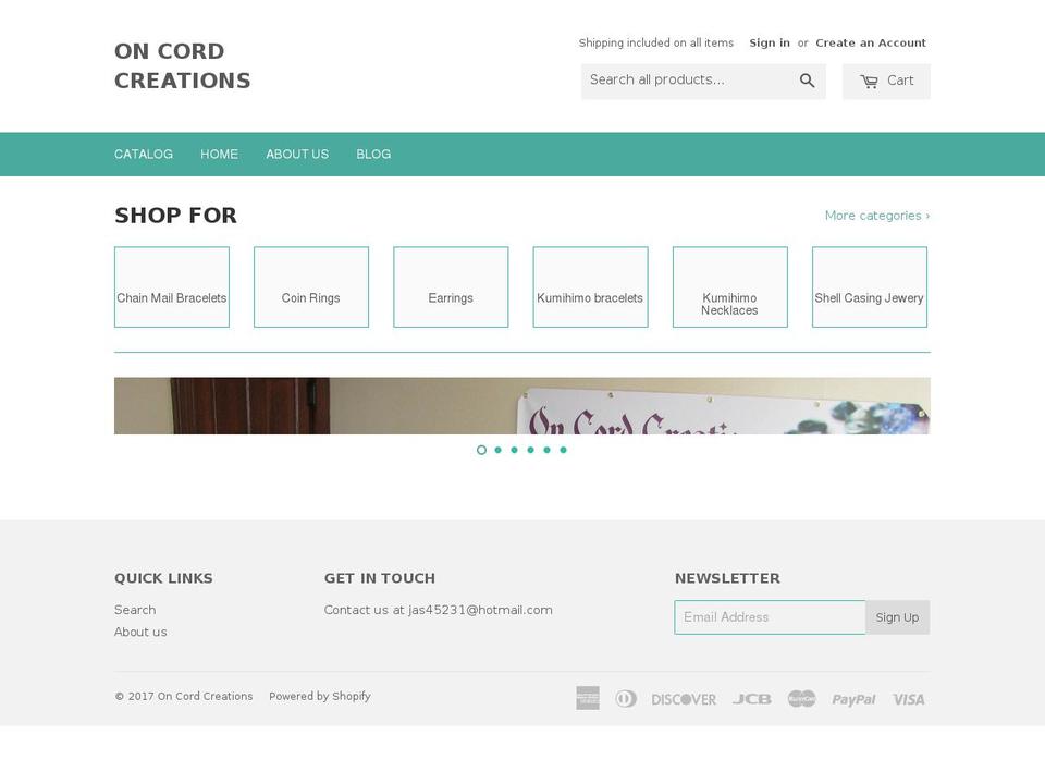 oncordcreations.com shopify website screenshot