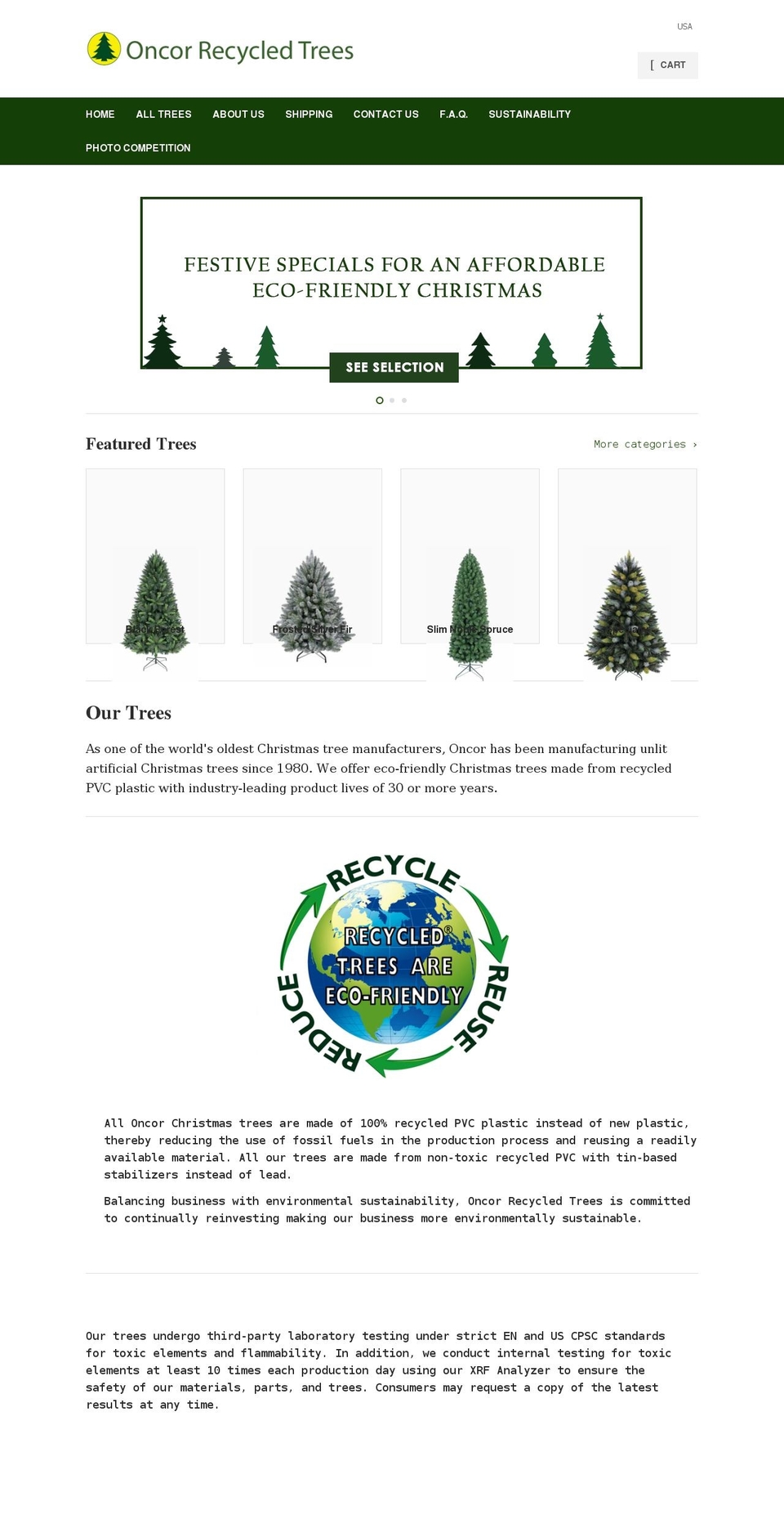 oncortrees.com shopify website screenshot