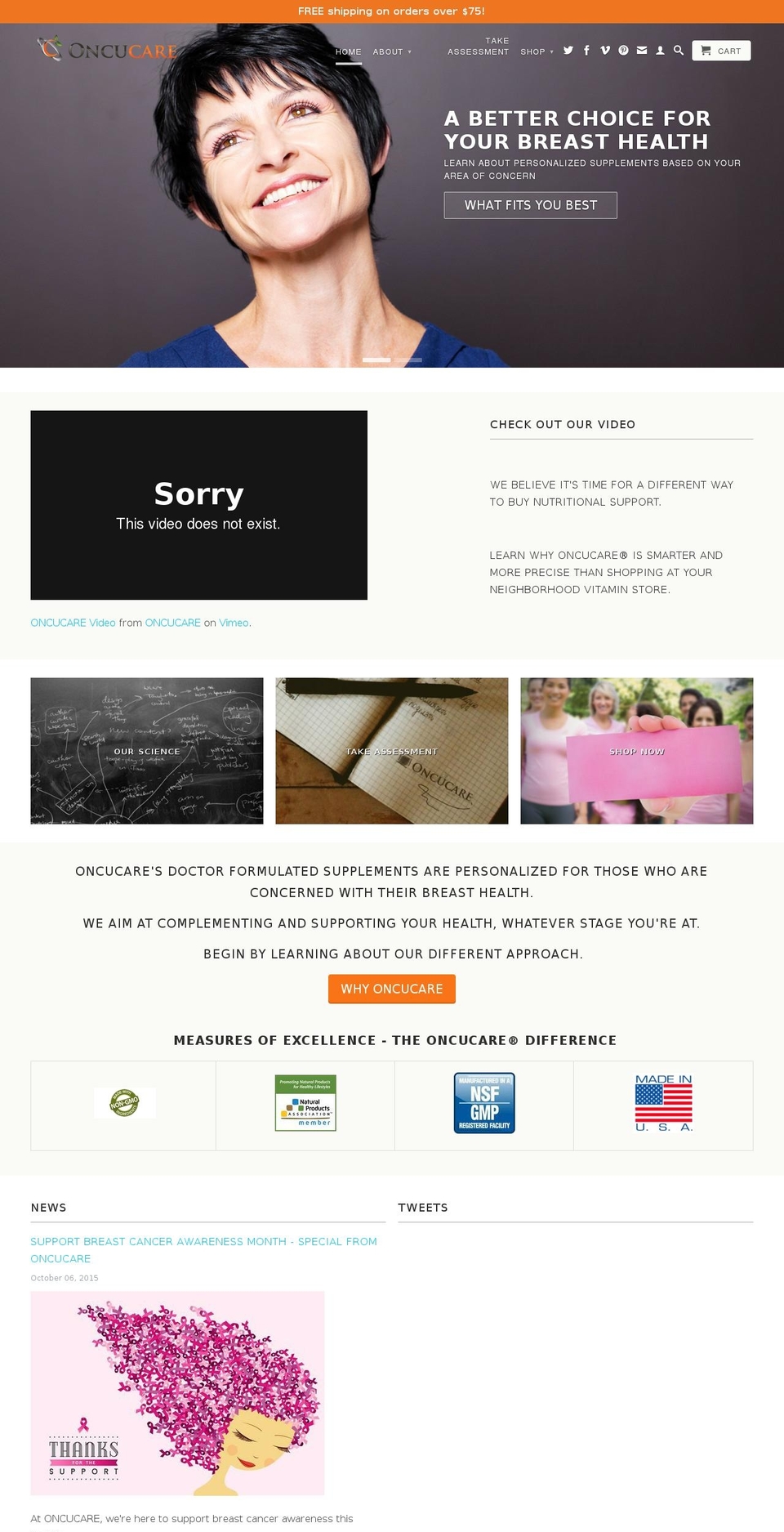 oncucare.com shopify website screenshot