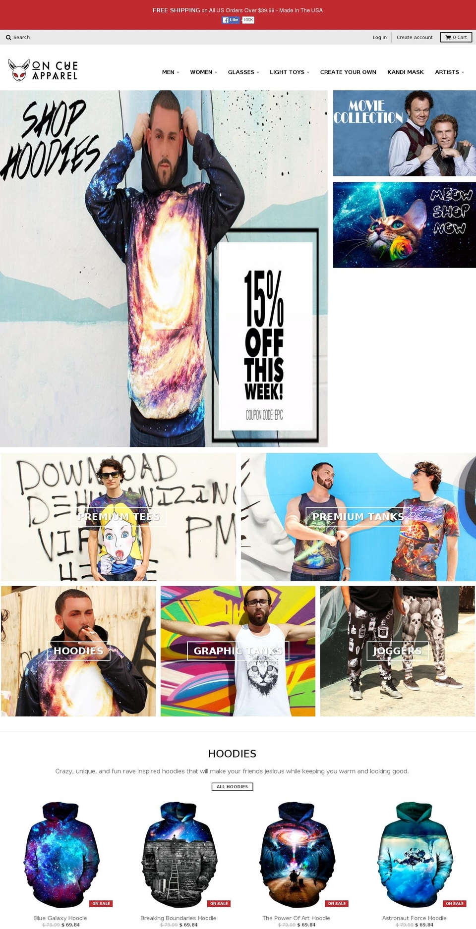 oncueapparel.com shopify website screenshot