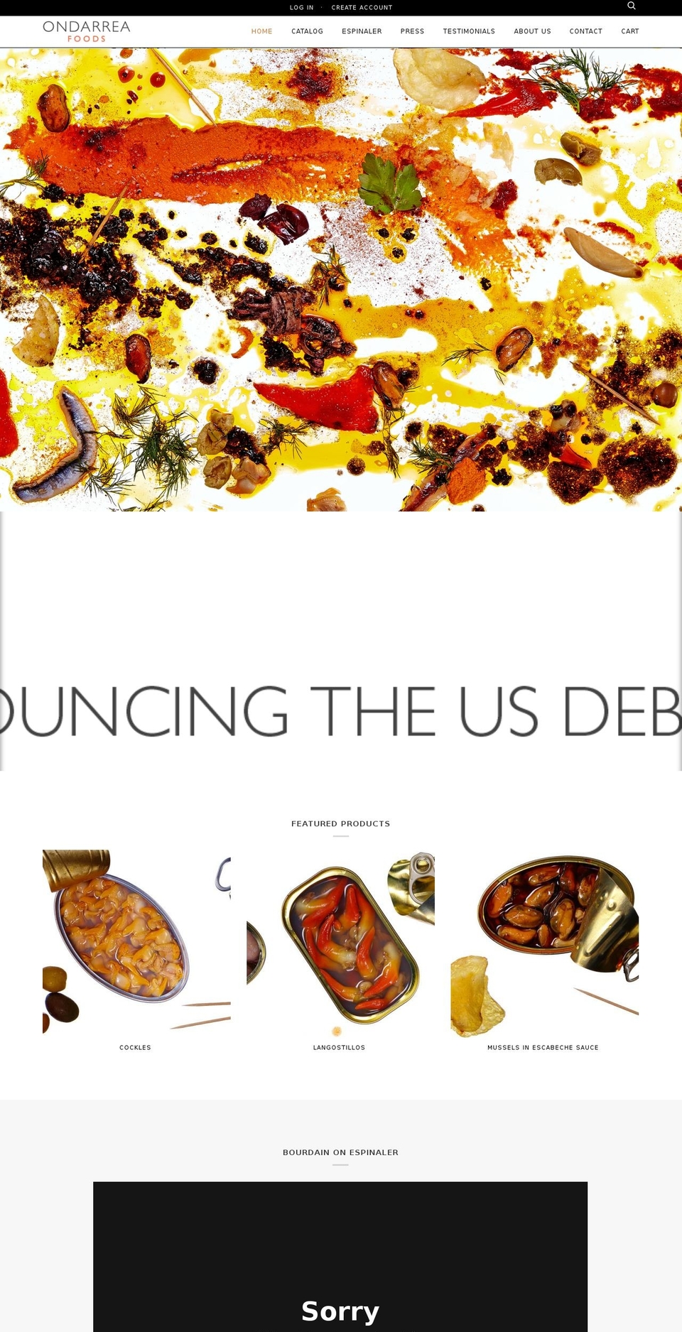 ondarreafoods.com shopify website screenshot