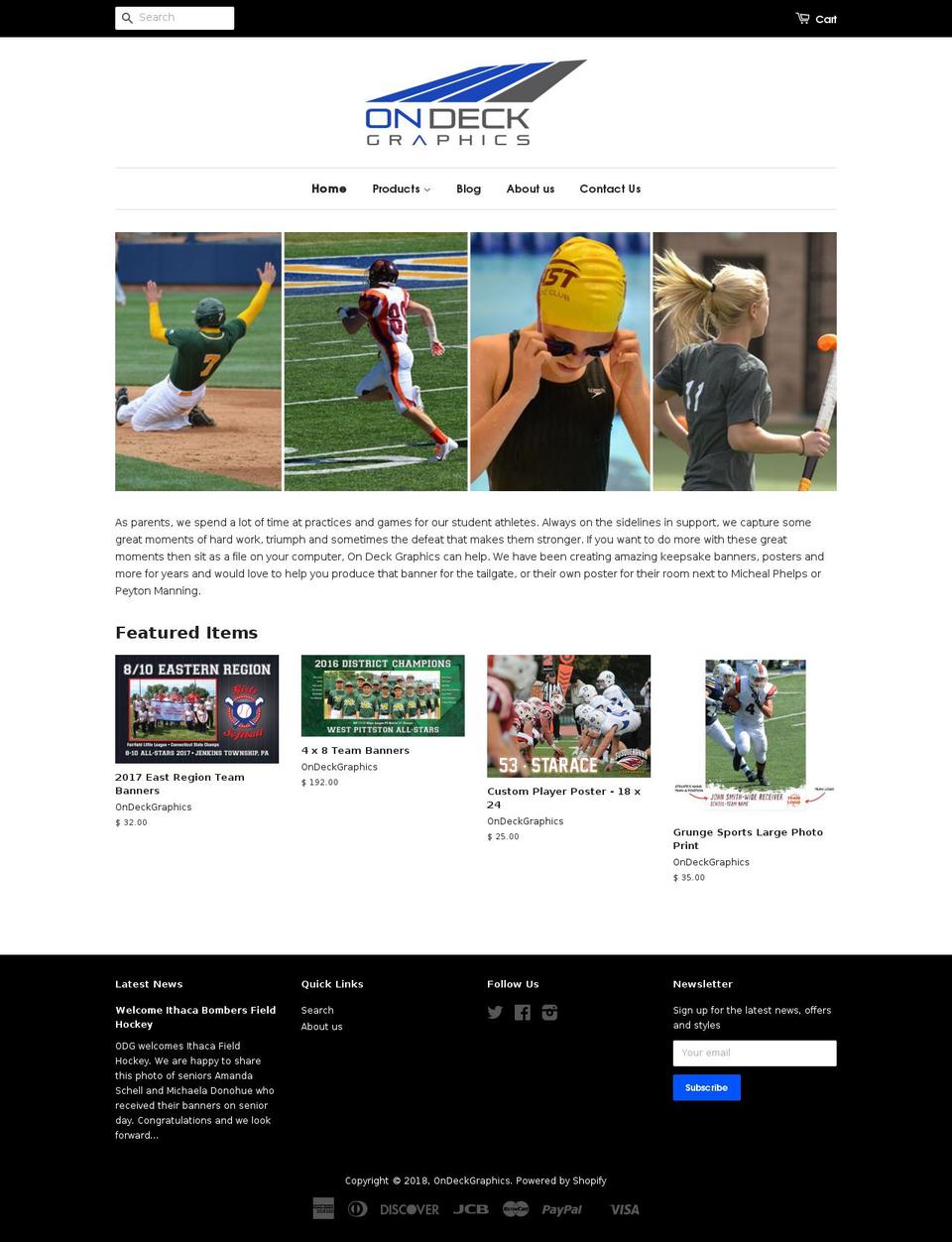 ondeckgraphics.com — Shopify storefront screenshot