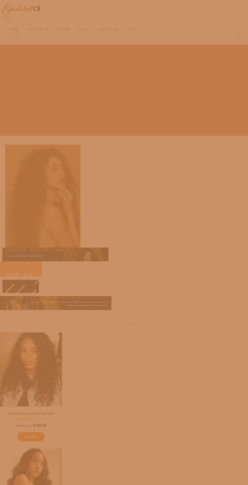 ondibuhair.com shopify website screenshot