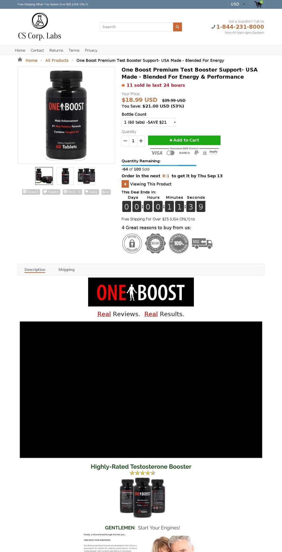 one-boost.us shopify website screenshot