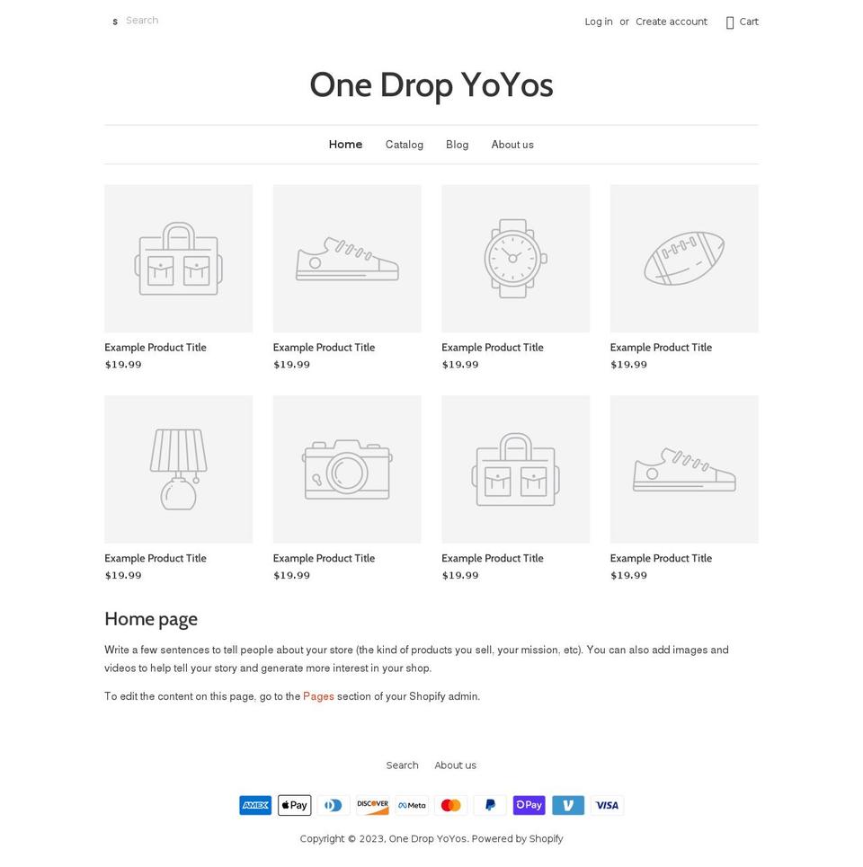 one-drop-yo-yos.myshopify.com shopify website screenshot