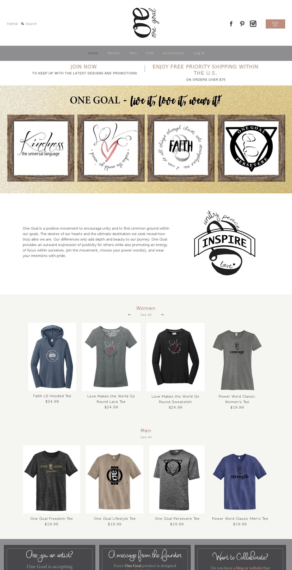 one-goal.net shopify website screenshot