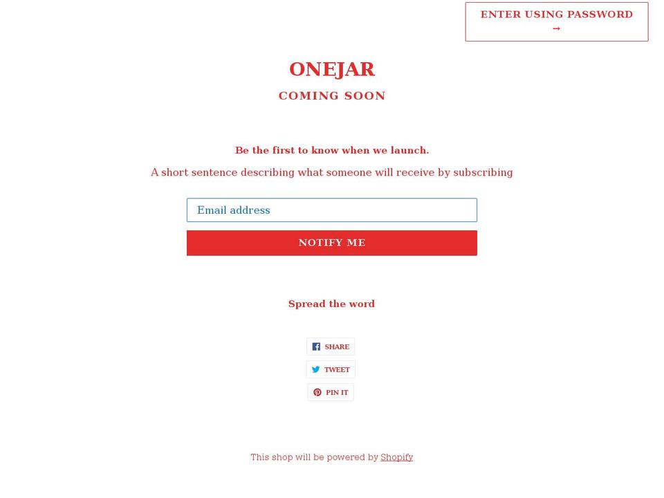 one-jar-inc.myshopify.com shopify website screenshot