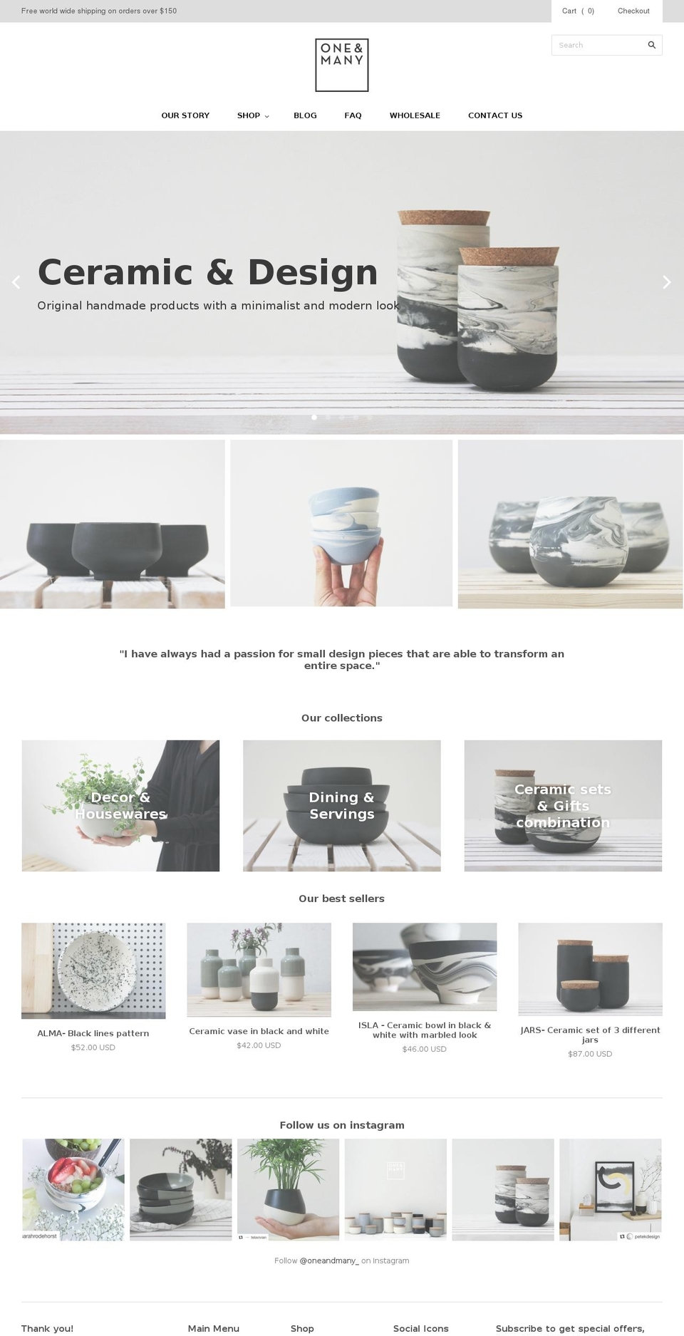 one-many.com shopify website screenshot