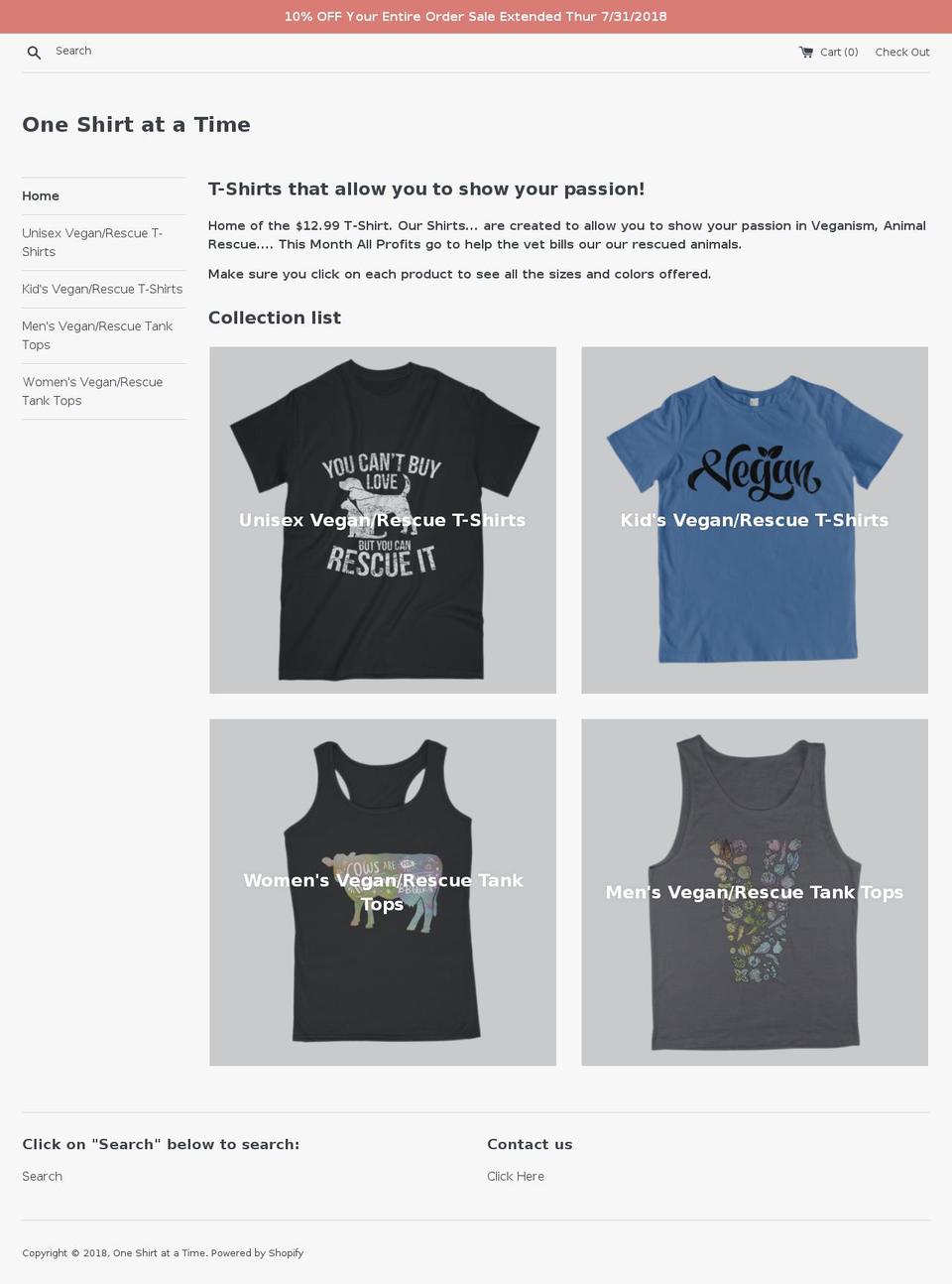 one-shirt-at-a-time.com — Shopify storefront screenshot