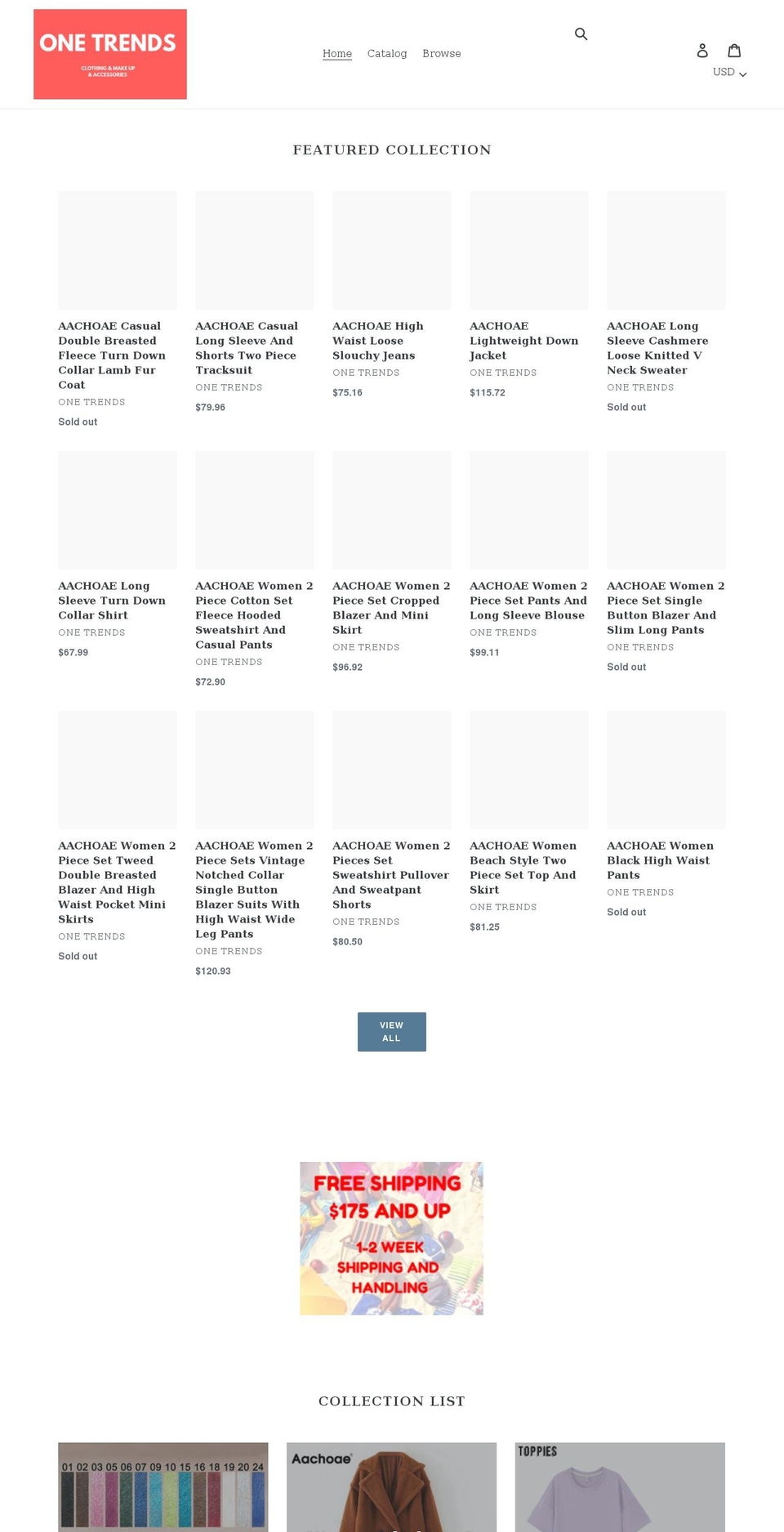 one-trends.com shopify website screenshot