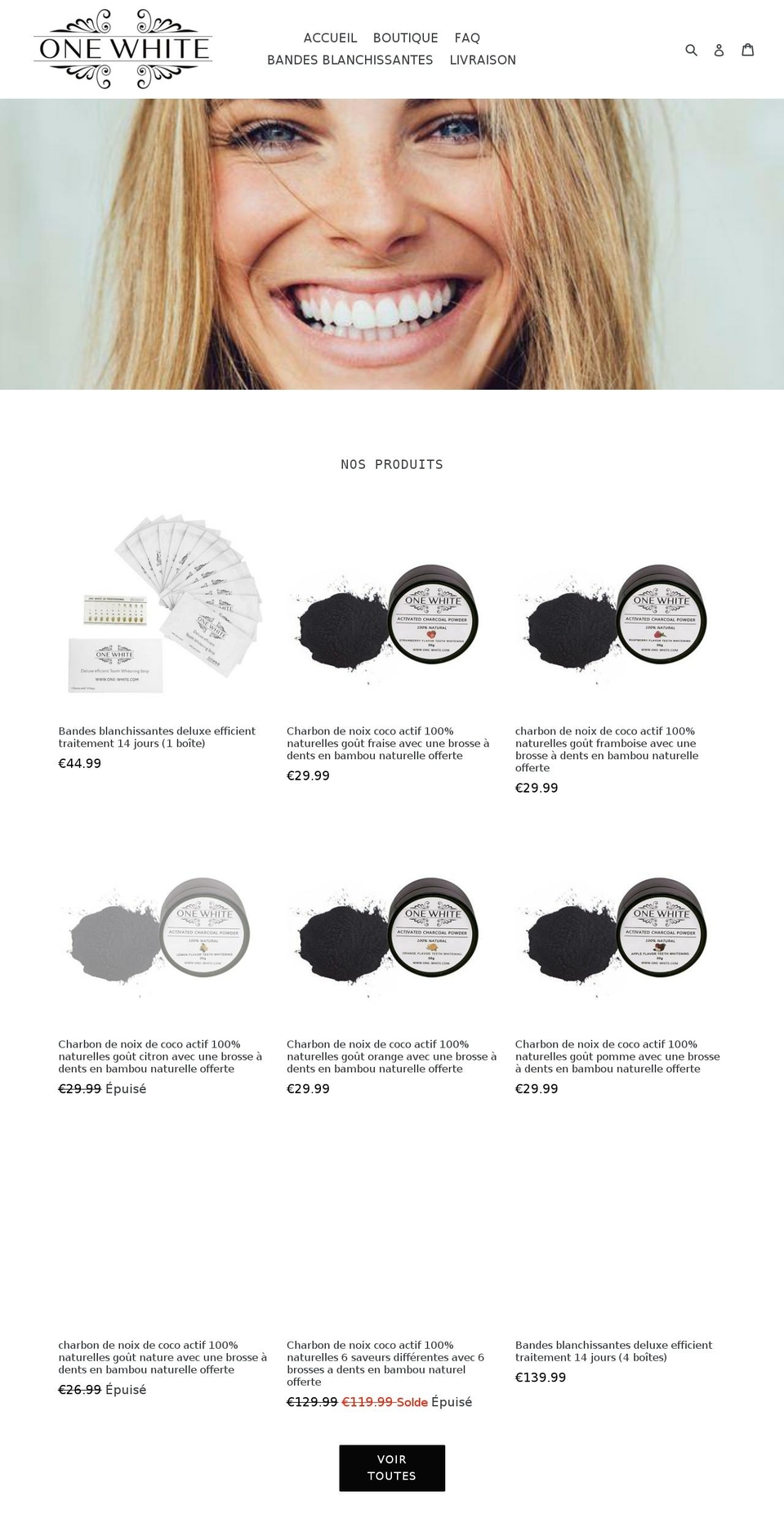one-white.com shopify website screenshot