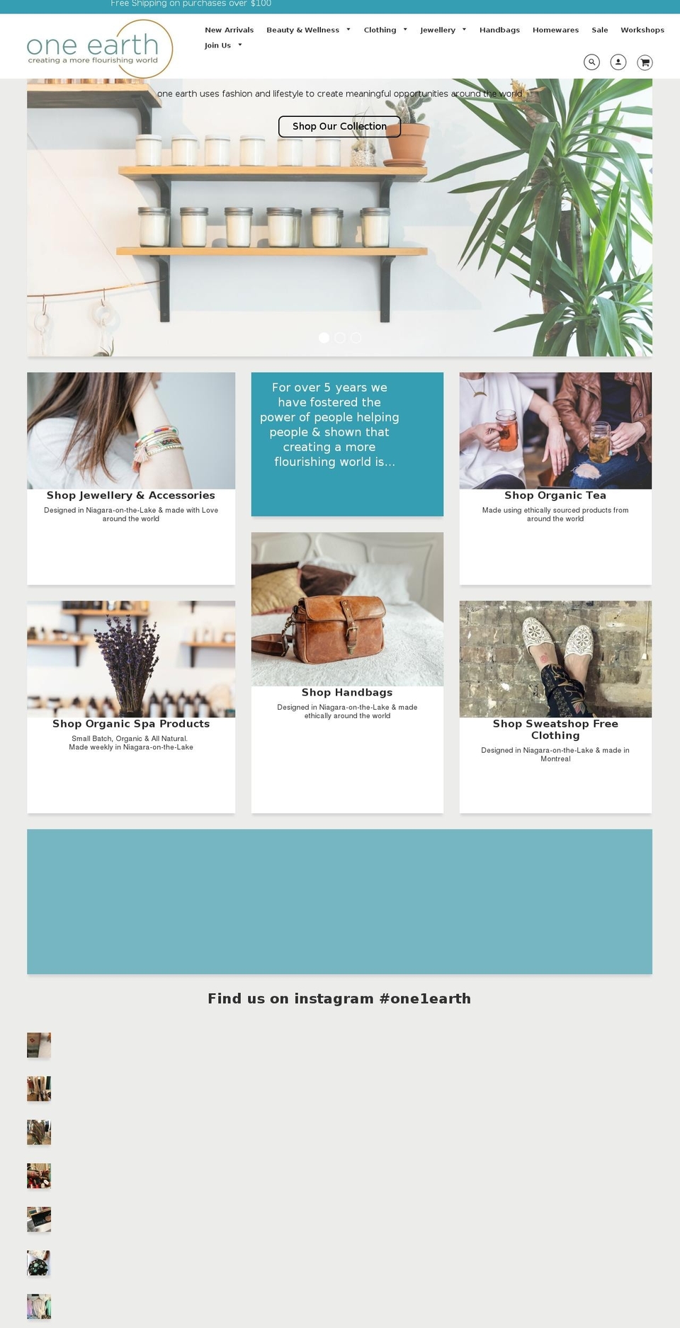 one1earth.ca shopify website screenshot