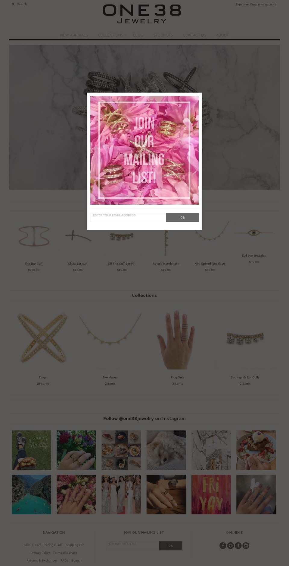 one38jewelry.com shopify website screenshot