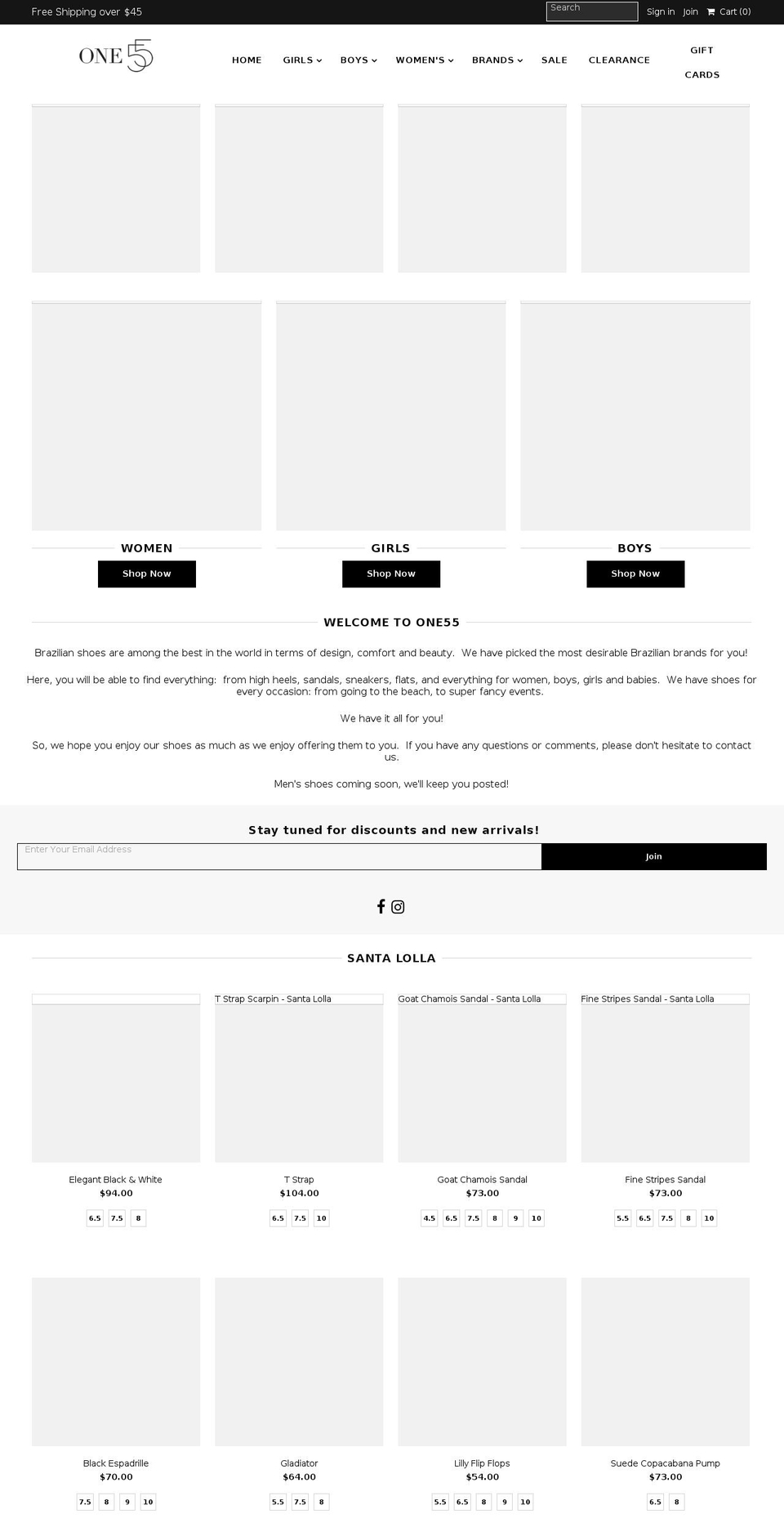 one55.com — Shopify storefront screenshot
