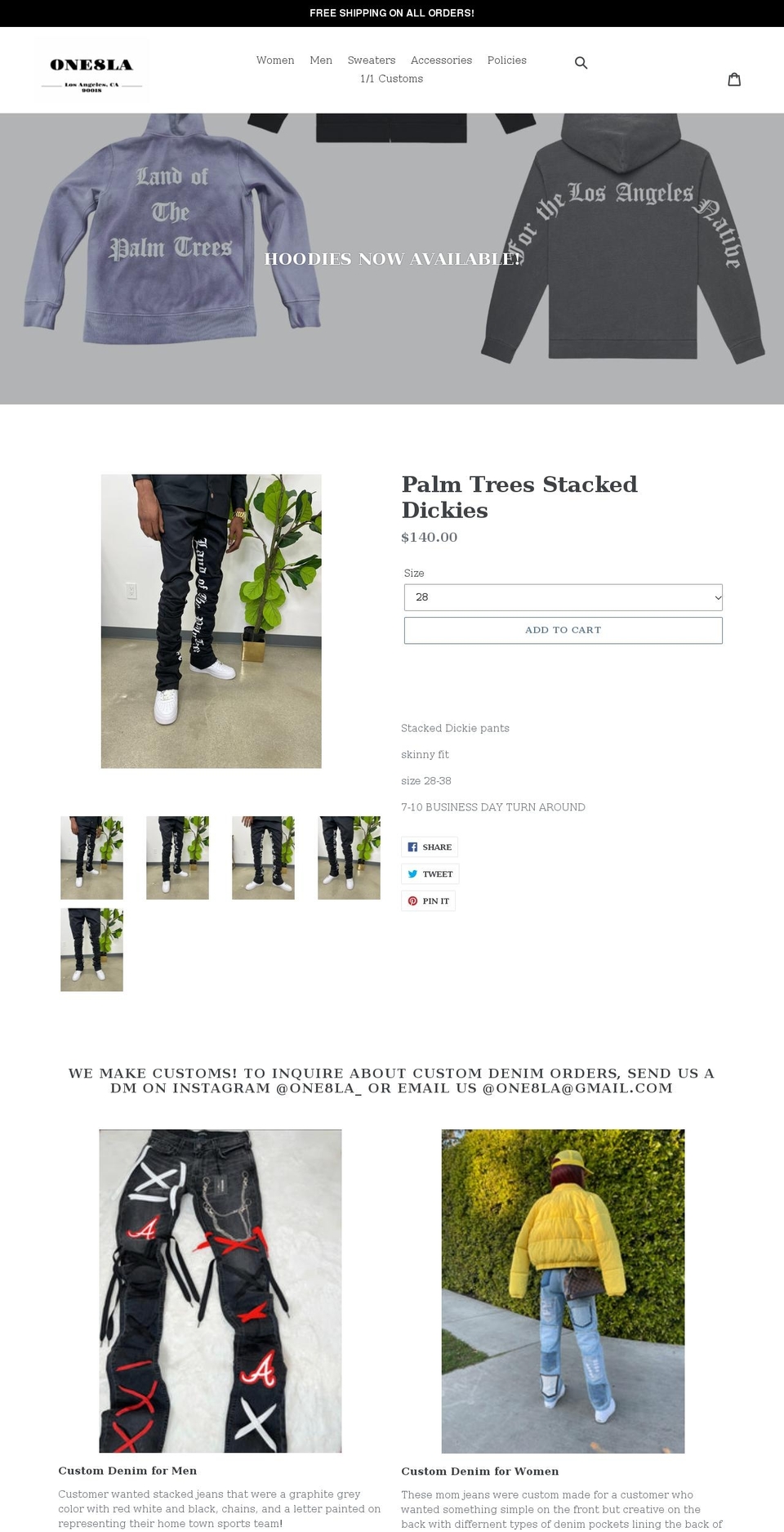 one8la.com shopify website screenshot