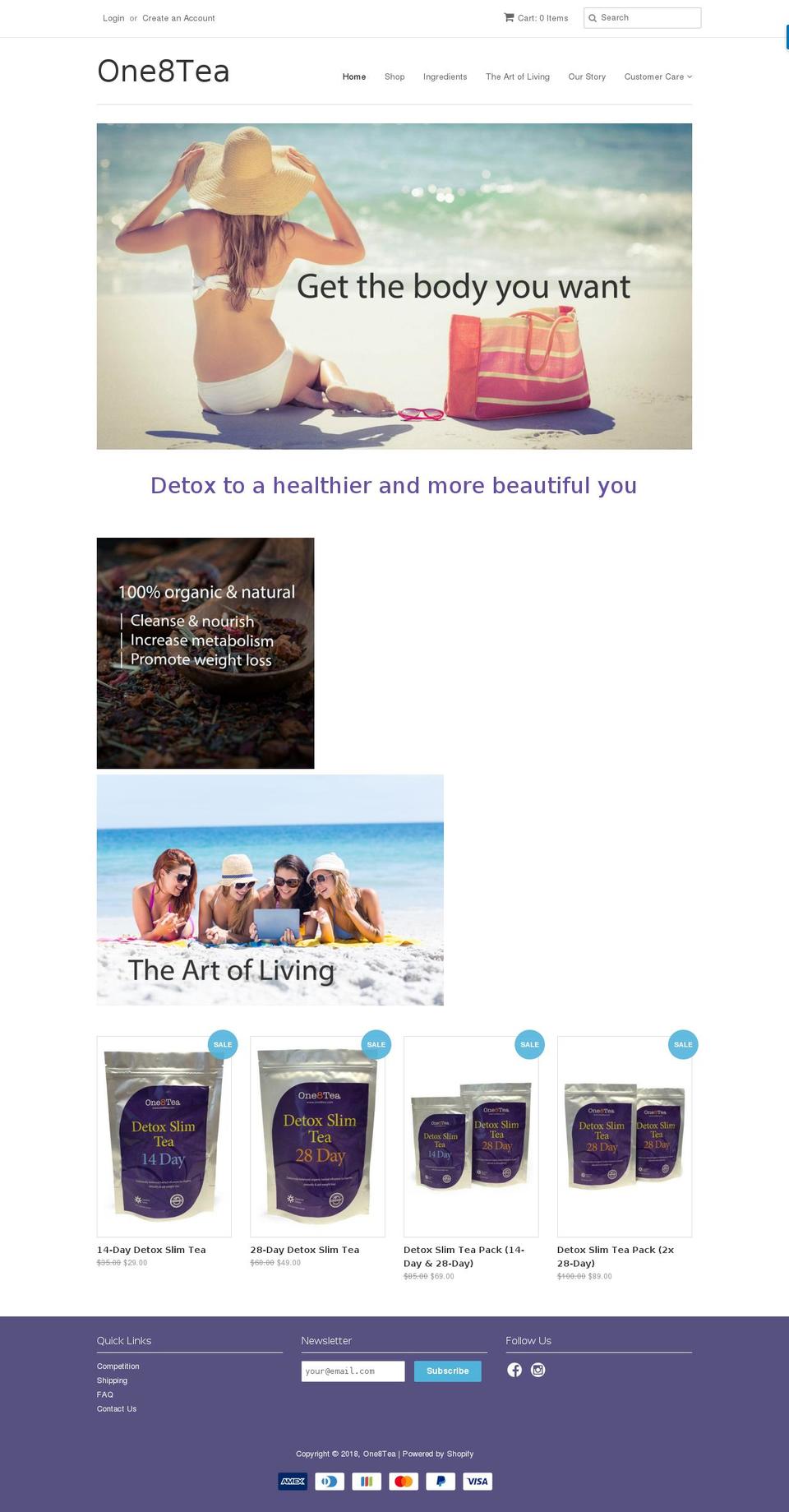 one8tea.com — Shopify storefront screenshot